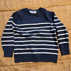 Old Navy Boys Blue and White Striped Crewneck Sweater